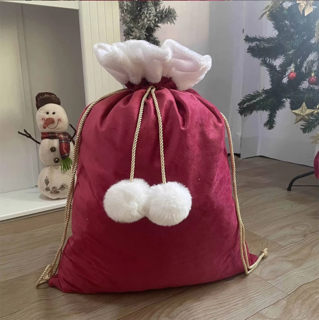 Red Velvet Christmas Gift Sack