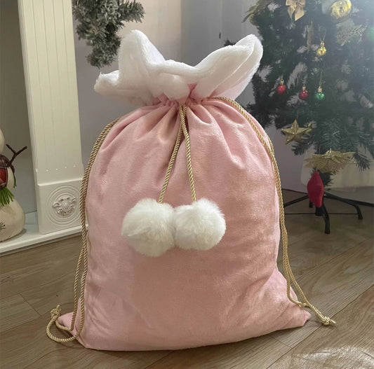 Pink Velvet Christmas Gift Sack