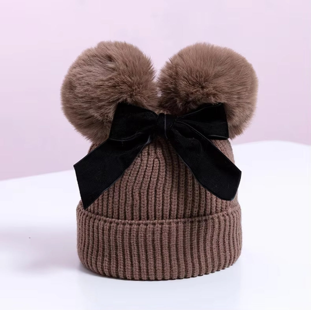 Pom Pom Bow Beanie