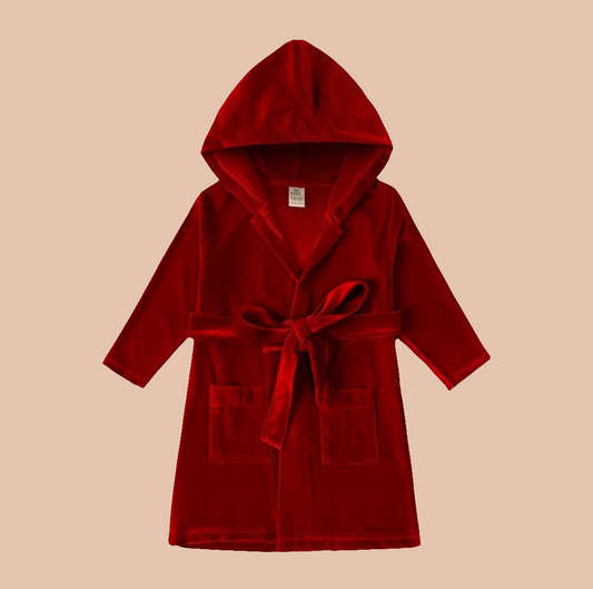 Boys Christmas Red Velvet Dressing Gown / House Coat