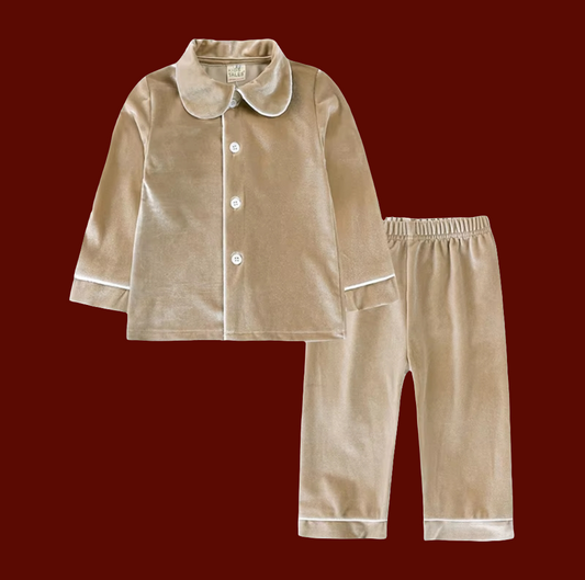 Boys Christmas Gold Velvet Pyjamas