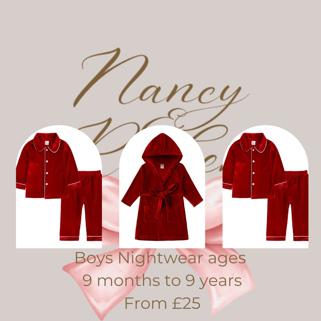 Boys Christmas Red Velvet Dressing Gown / House Coat